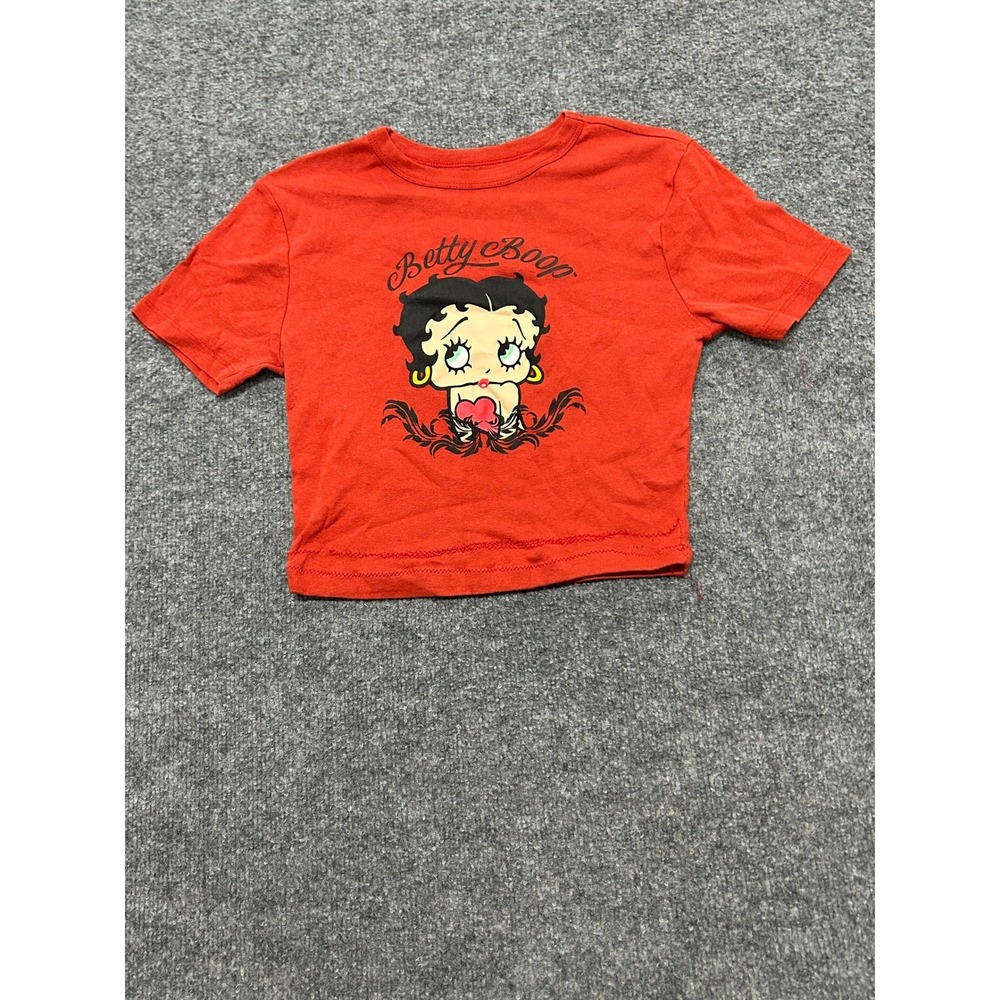 Betty Boop Baby Tee Womens Size XL Red Cotton Cropped Graphic Short Sleeve Y2K